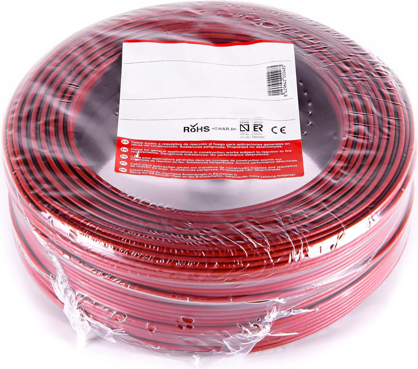 Cable libre de halógenos (LHA) H1Z2Z2-K, 6mm2 rojo, clase 5 flexible, solar